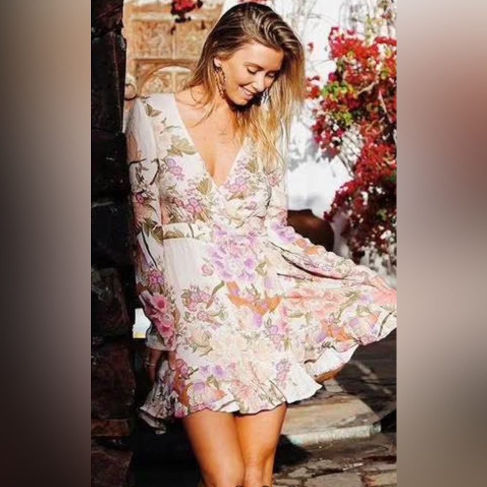 NWT Spell & the Gypsy | Blue Skies wrap Dress in Cream | Small